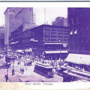 c1910s Chicago IL State Street Downtown Purple Litho Photo Postcard Main St A102