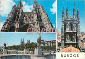 Modern Postcard Burgos Steeples and Transept of the Cathedral and St. Paul Br...