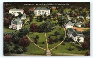 BIRMINGHAM, AL Alabama ~ HOWARD COLLEGE Aerial View c1940s Linen Postcard