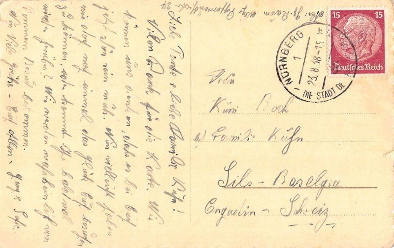 L308 Germany 1938 Nuernberg Adolf-Hitler Platz Frauenkirche vintage postcard