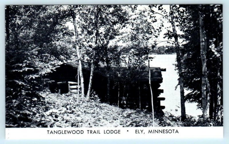 2 Postcards ELY, Minnesota MN ~ Roadside TANGLEWOOD TRAIL LODGE Cabin & Pier 