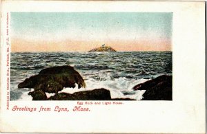 Greetings from Lynn MA Egg Rock and Light House c1903 UDB Vintage Postcard R37