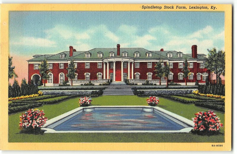 Spindletop Stock Farm, Lexington, Kentucky - 1938 Teich Linen Postcard