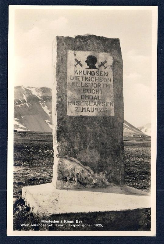 Amundsen Memorial Stone Spitzbergen Norway RPPC unused c1925