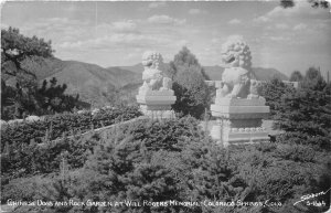 Colorado Springs Colorado 1940s RPPC Real Photo Postcard Chinese Dogs Memorial