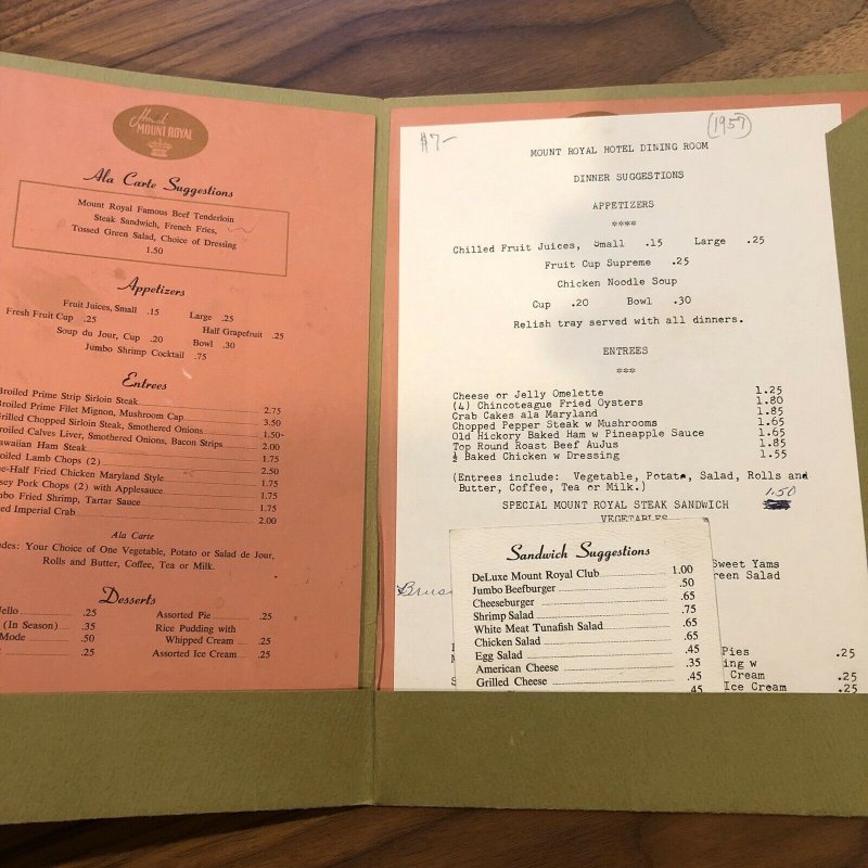 Vintage MOUNT ROYAL HOTEL MENU & Card Insert Banff, Canada RESTAURANT