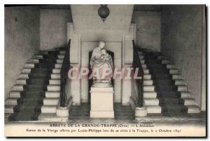 Postcard Abbey of La Grande Trappe Orne the Abbey Statue of the Virgin offere...