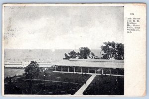 1907 RAILROAD STATION BATH HOUSE BAY SHORE PARK BALTIMORE MD ANTIQUE POSTCARD
