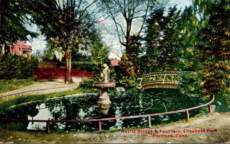 Connecticut Hartford Elizabeth Park Rustic Bridge and Fountain