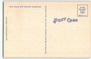 MARION, OHIO Large Letter Linen Postcard c1940 - Downtown Shops and Cars