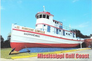 VINTAGE CONTINENTAL SIZE POSTCARD SS HURRICANE CAMILLE GIFT SHOP GULFPORT, MISS.