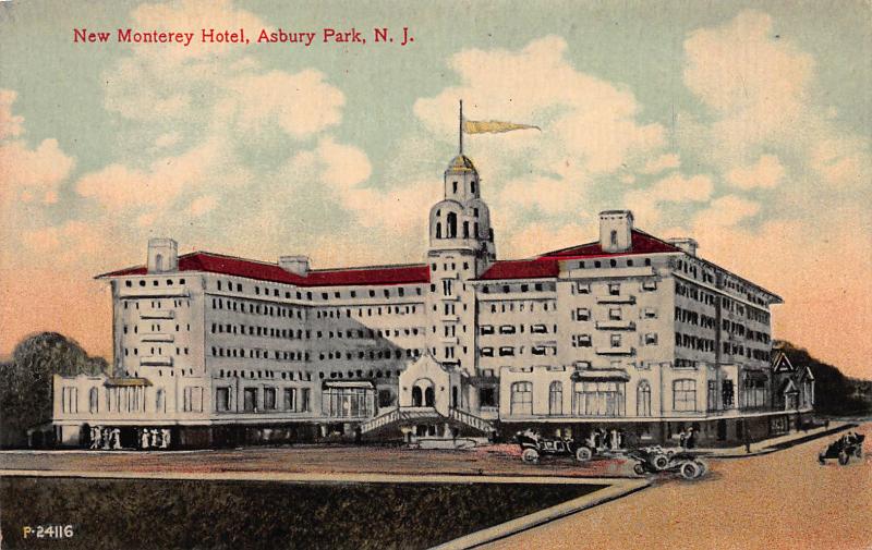 New Monterey Hotel, Asbury Park, New Jersey, Early Postcard, Unused