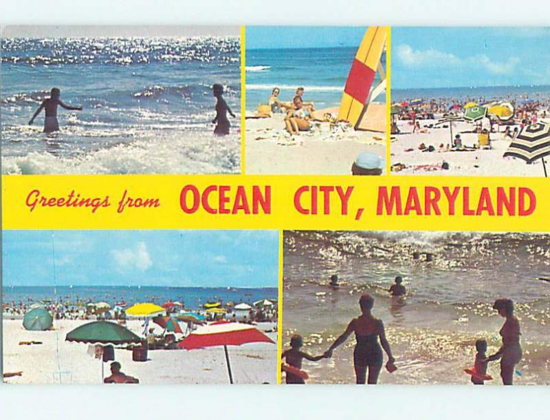 Unused Pre-1980 GREETINGS FROM BEACH Ocean City Maryland MD M6776