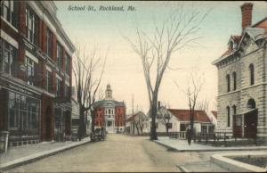 Rockland ME School Street 1908 Used Postcard