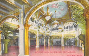 Banquet Room Interior Davenport Restaurant Spokane Washington 1910c postcard