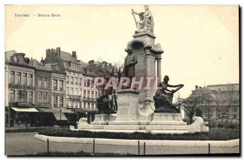 Old Postcard Tournai Statue Bara