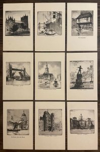 Lot 9 postcards artistic sketches LONDON J. R. Raphael Fine Art Publishers