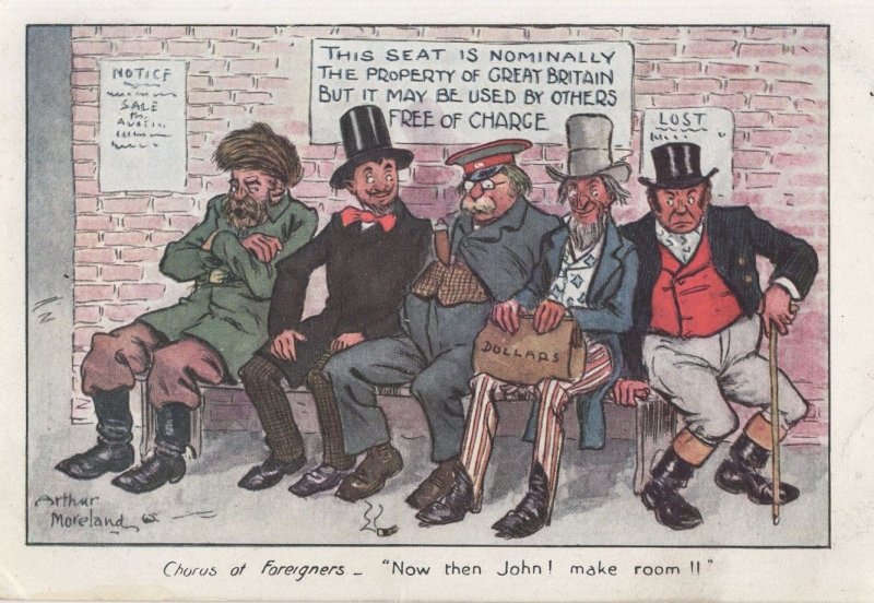 Immigration John Bull Cartoon Antique Comic Postcard