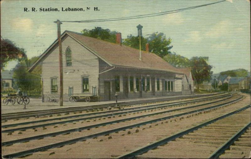 Lebanon NH RR Train Station c1910 Postcard #1