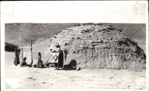 Ganado Arizona AZ Navajo Hogan & Indian Family Frashers Real Photo Postcard