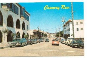 Monterey CA Cannery Row Store Fronts Street Vue Old Cars Postcard