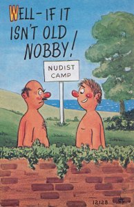 Nobby In Nudist Camp Embarrassing Nude Meeting 1970s Comic Postcard