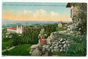 Panorama Mission St Anthony College Santa Barbara California 1910c postcard