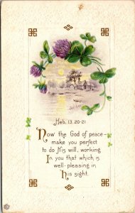 VINTAGE POSTCARD RELIGEOUS GOOD WISHES BLESSINIGS MAILED FROM MADISON MAINE