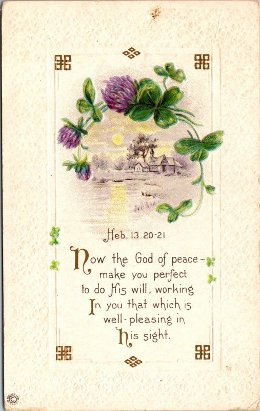 VINTAGE POSTCARD RELIGEOUS GOOD WISHES BLESSINIGS MAILED FROM MADISON MAINE