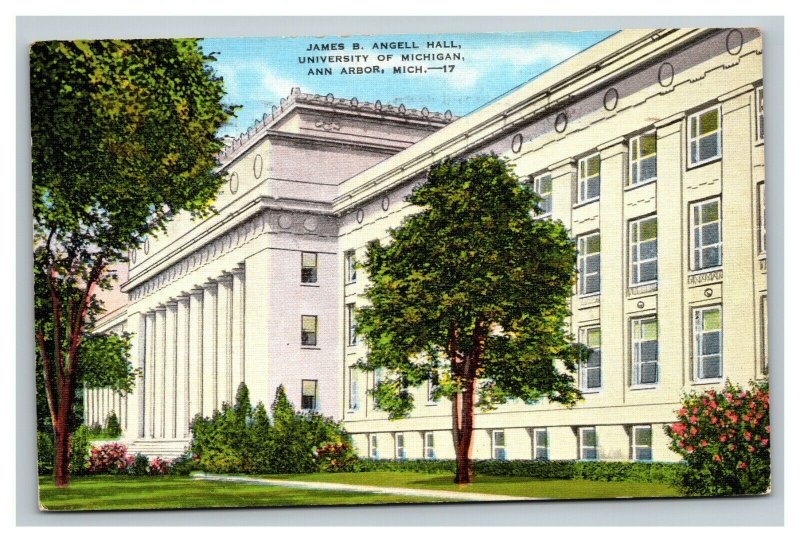 Vintage 1940 Postcard James B. Angell Hall University of Michigan Ann Arbor