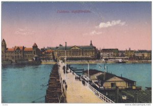 Walking Bridge, Boats, Schiffbruche, Coblenz (Rhineland-Palatinate), Germany,...