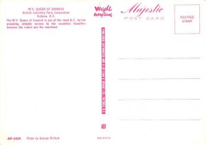 MV Queen of Saanich Ferry Boats Ship Postcard