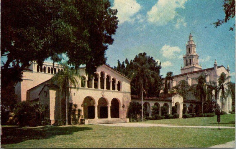 Postcard Rollins College Theatre Knowle Memorial Chapel Winter Park Florida 1496