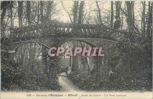 Old Postcard Environs Orleans Olivet Bords du Loiret a Rustic Bridge