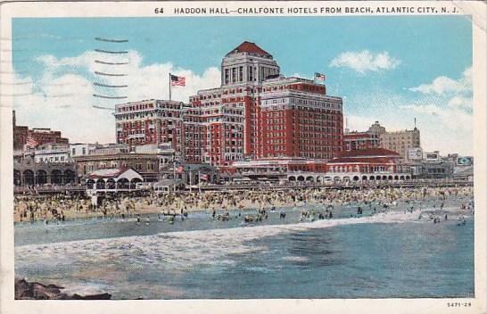 New Jersey Atlantic City Haddon Hall Chalfonte Hotels From Beach From Beach 1935