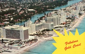 Vintage Postcard Fabulous Gold Coast Pools Ocean Front Miami Beach Florida FL