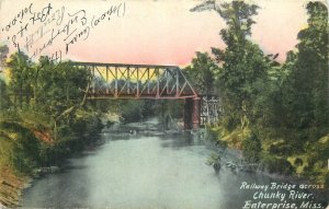 1908 Enterprise Mississippi Railroad Bridge Chunky River Postcard 25-11724