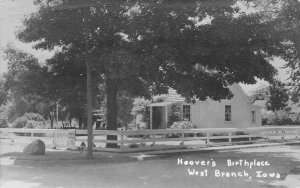 President Hoover Birthplace Home West Branch Iowa 1950s RPPC Real Photo postcard