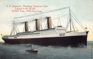 SS IMPERATOR HAMBURG AMERICAN LINE LARGEST SHIP ADVERTISING POSTCARD 1913