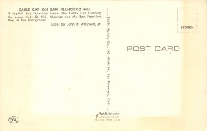 San Francisco California 1950s Postcard Cable Car on Hyde St Hill 