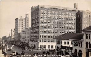 E42/ St Petersburg Florida RPPC Postcard c30s Central Ave Fifth Theatre Hotel 2