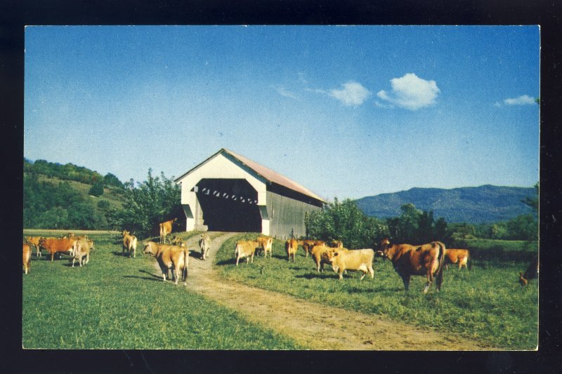 Cambridge, Vermont/VT Postcard, Wooden Covered Bridge On E. Gates Farm