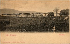 PC CPA ANGOLA, S. THOMÉ, HOSPITAL, VINTAGE POSTCARD (b20837)