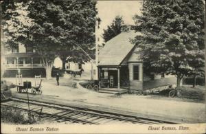 Mt. Mount Hermon MA RR Train Station Depot c1910 Postcard