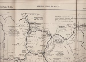 1930s/1940s Yellowstone Map, Black and White, Warning About Bears