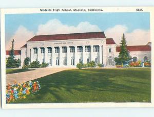 Unused W-Border HIGH SCHOOL Modesto California CA k0135