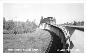 J39/ Charleston Missouri RPPC Postcard c1940s Mississippi River Bridge 26