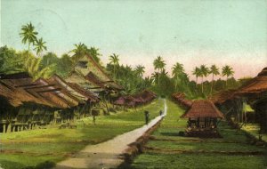 indonesia, NIAS, Street Scene in Native Kampong (1911) Mission Postcard