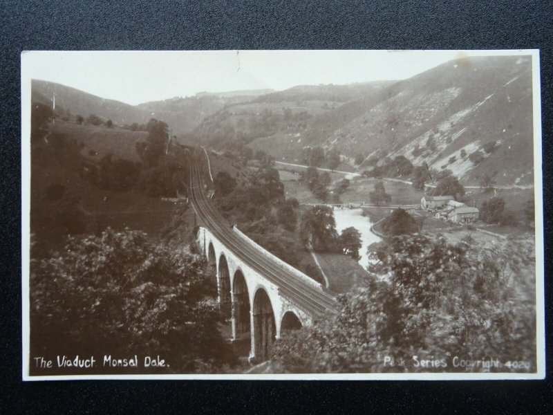 Derbyshire MONSAL DALE The Viaduct - Old RP Postcard by R. Sneath PEAK SERIES