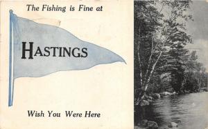 Hastings Nebraska~Fishing is Fine-Wish You Were Here~Shoreline~1912 Pennant Pc